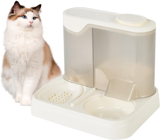 Gravity Pet Feeder and Water Dispenser Set, Automatic Dog Feeder and Dog Water Dispenser for Dogs Cats Pets Animals Large Capacity (White)
