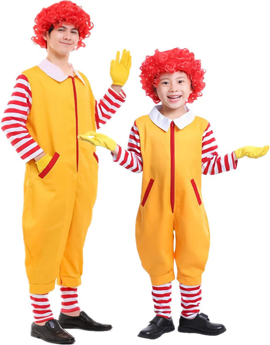 4-PCS Clown Christmas Costume Kids Circus Clown Costume Carnival Boys and Girls Halloween Cosplay