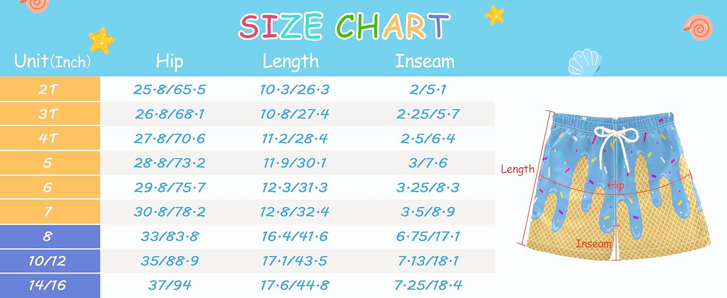 Ice Cream Boy Swim Trunks Waffle Or Cone Quick Dry Bathing Suit Swimsuit,Toddler Beach Board Shorts 2-16Years