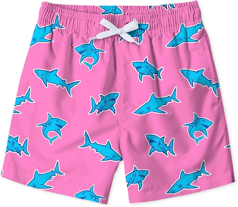 uideazone Boys Swim Trunks 3D Funny Print Surfing Board Shorts Quick Dry UPF 50+ Swimsuit Beachwear with Mesh Lining 2-12T