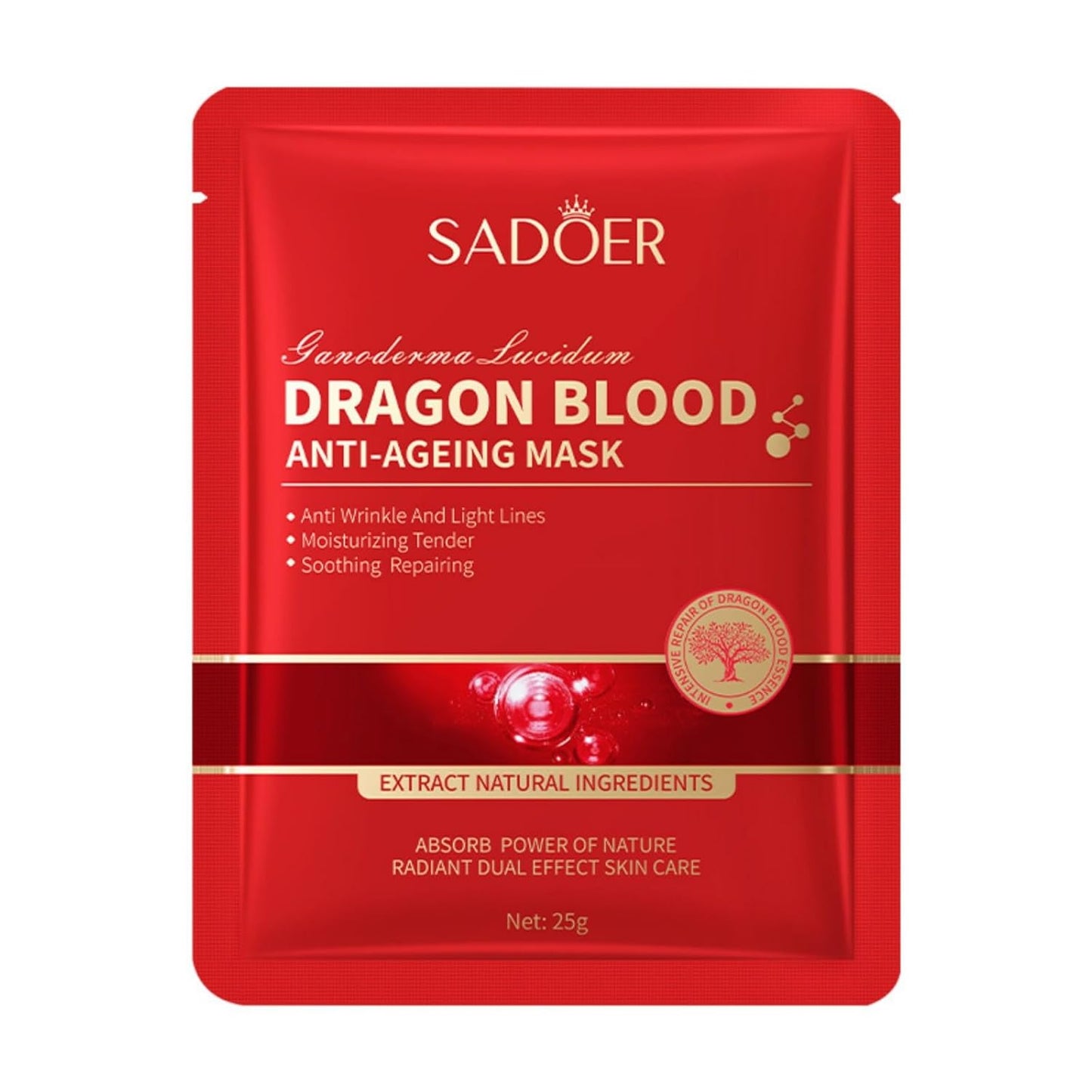 For SADOER Ganoderma Lucidum Moisturizing Facial Masks,Deep Nourishing Rejuvenating Mask,Face Mask Patches,Brighten Complexion 25mlx10pcs