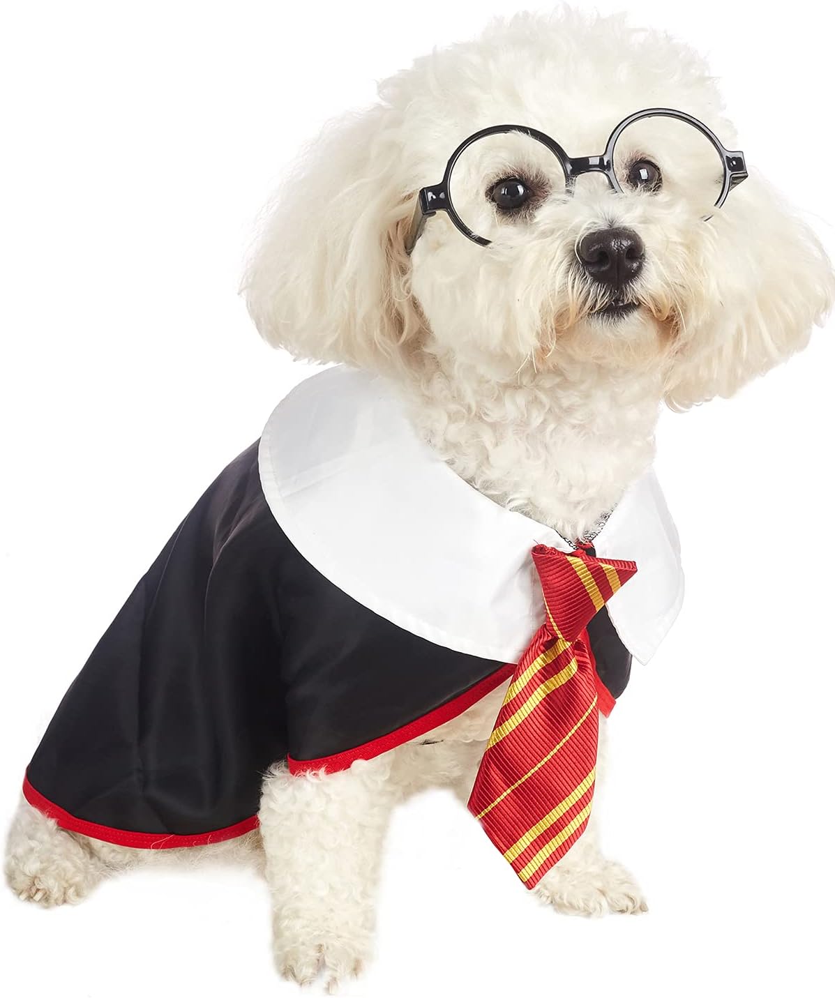 Pet Halloween Dog Shirts Funny Cat Wizard Costume Cute Apparel Soft Clothes with Glasses (Large,Neck:18")