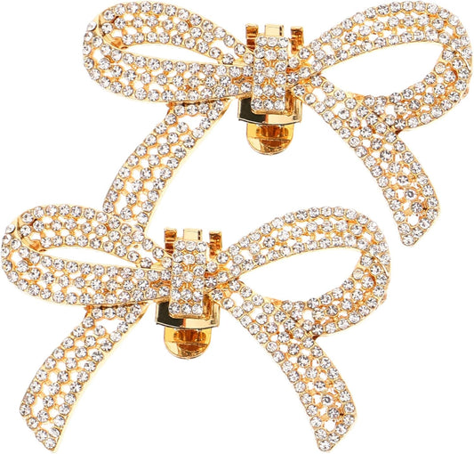 GALPADA Bow Shoe Clips: Satin and Rhinestone Elegant Jewelry - Removable Decorative Buckle for Women's Wedding Party Heels, Flats, Pumps