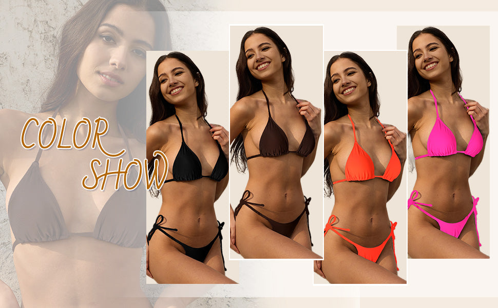 Bikini Sets Women Thongs Cheeky Two Piece Swimsuit Sexy Swimwear Triangle Cute Bathing Suit String