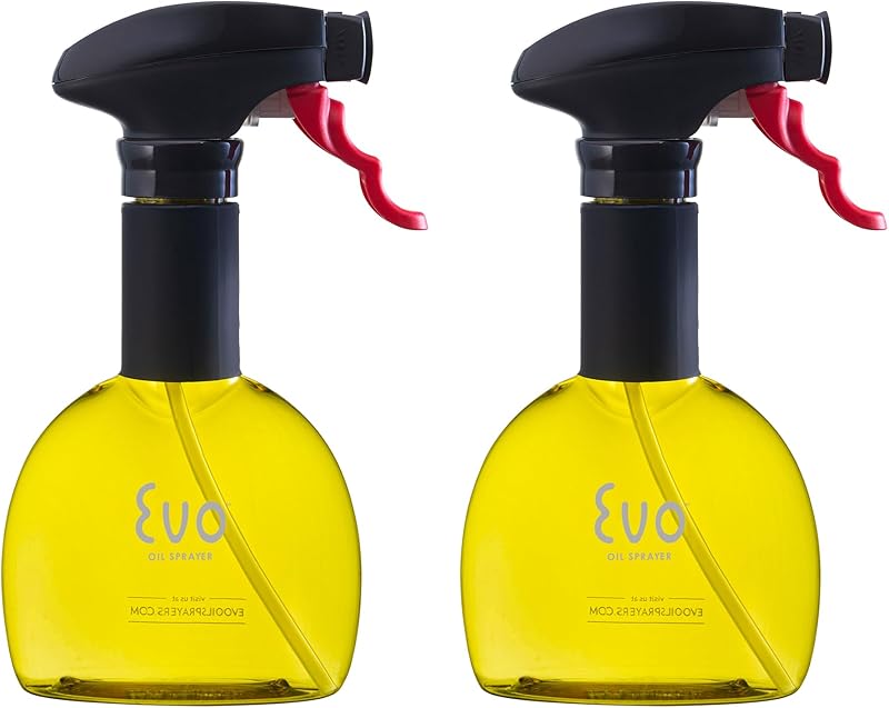 Evo Oil Sprayer Minis, Non-Aerosol for Olive, Cooking Oils, and Vinegars, 8-Ounce Capacity, 1 Each Yellow and Green