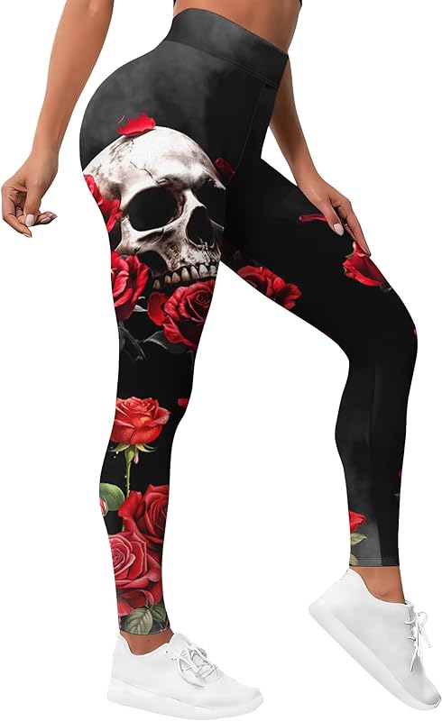 Leggings for Women Workout Funny Printed Gym Athletic Womens Yoga Pants Camo Print Legging Camouflage Floral Tropical Pants