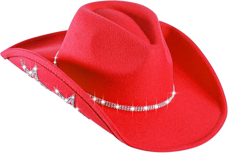 Womens Cowboy Hat Rhinestone Hat Western Cowgirl Hat Wide Brim Diamond-Glitter Size:Medium-Large