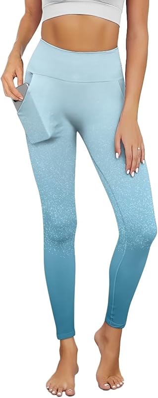 Poceacles Yoga Pants for Women with Pockets Full Length Workout Leggings High Waist Tummy Control Lounge Pants Activewear