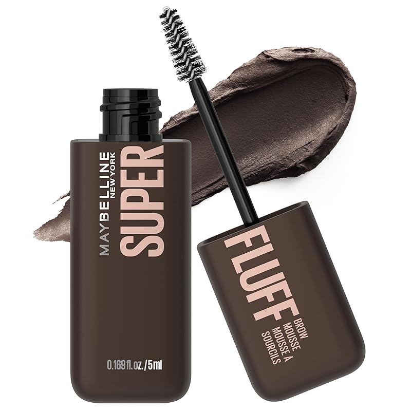 Maybelline Superfluff Volumizing Brow Mousse, All Day Tinted Brow Gel For Soft Full Brows, Soft Brown, 1 Count