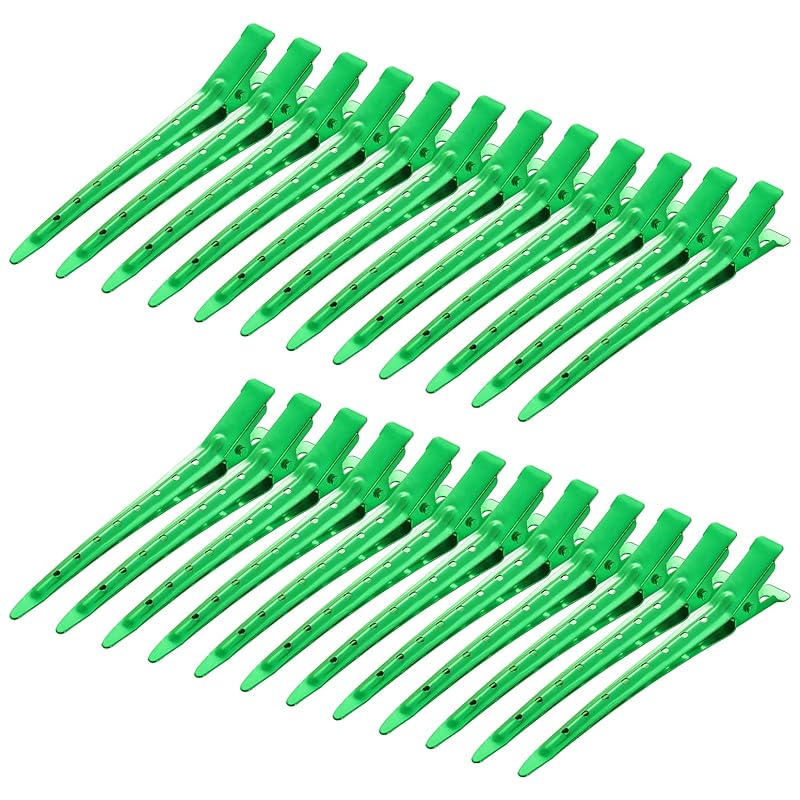 24 Packs Duck Bill Clips, Bantoye 3.5 Inches Rustproof Metal Alligator Curl Clips with Holes for Hair Styling, Hair Coloring, Silver