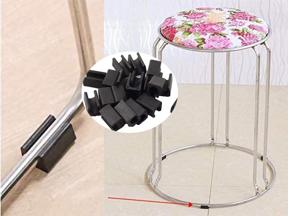 RANIT 20Pcs Slot Width Max 12mm Chair Foot U Shaped Floor Glides Tubing Caps Cover,Fit Furniture Leg Dia 12mm Black
