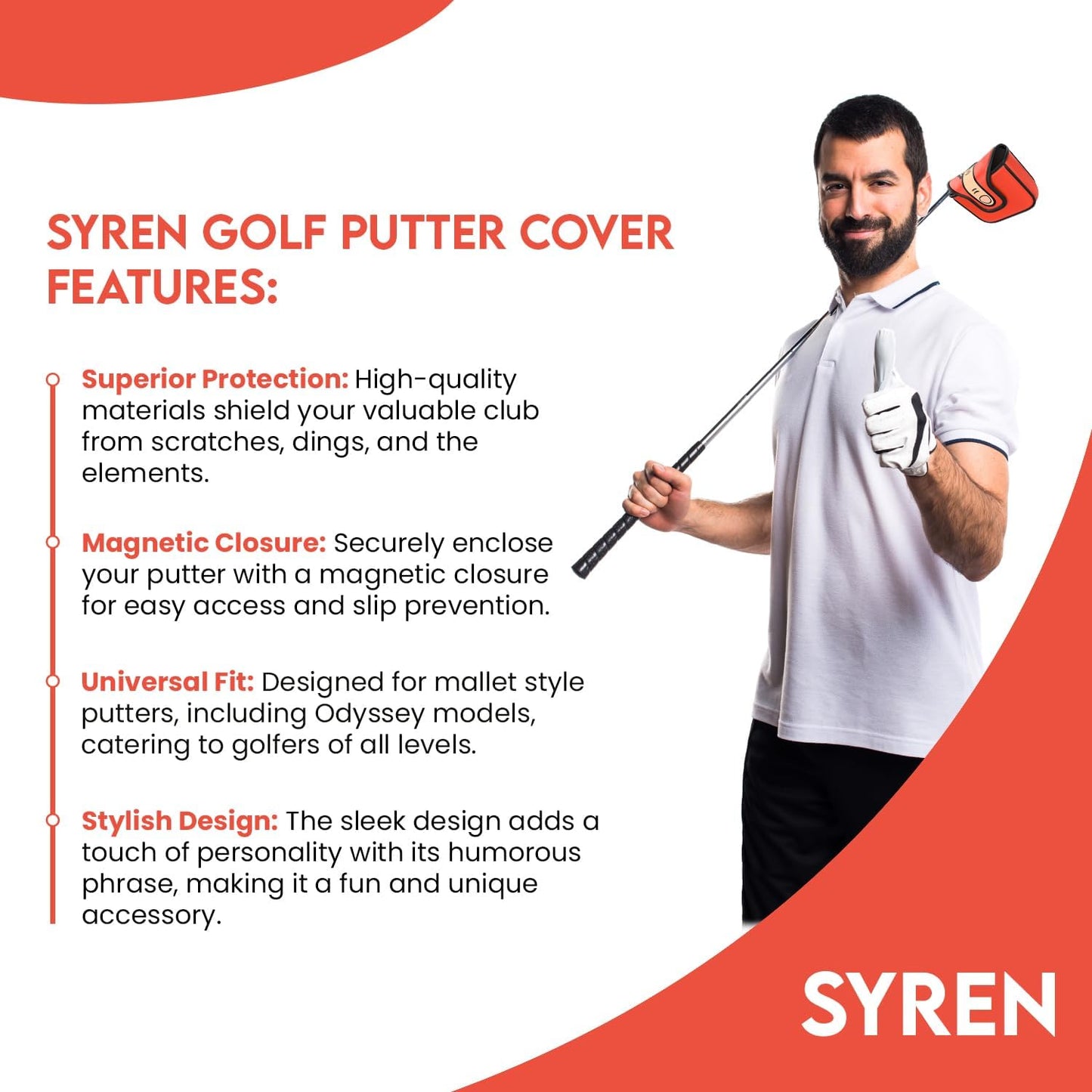 Middle Finger Golf Putter Head Covers - Premium Club Protector with Magnetic Closure | Essential & Funny Golf Accessories for Men