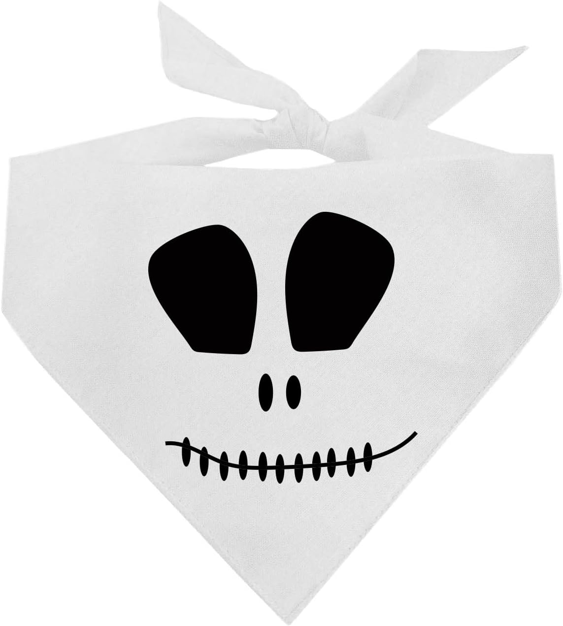 Skeleton Face Dog Bandana | 100% Cotton Triangle | Made in USA | Halloween Costume | Jack-O-Lantern | Monster | Pumkin Face | Trick or Treat | Matching | White, One Size (1162)