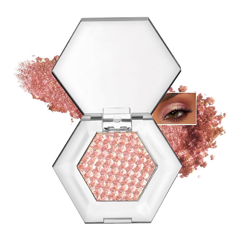 Chameleon Maroon Glitter Eyeshadow, Highly Pigmented Multichrome Color Shifting Shimmer Single Shadow, Holographic Sparkling Inner Corner Highlighter Shimmer Eye Makeup Palette, 03 Mocha