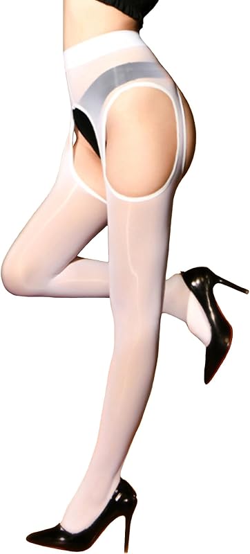 Shiny Suspender Pantyhose for Women Sheer Garter Tights Suspender Stockings
