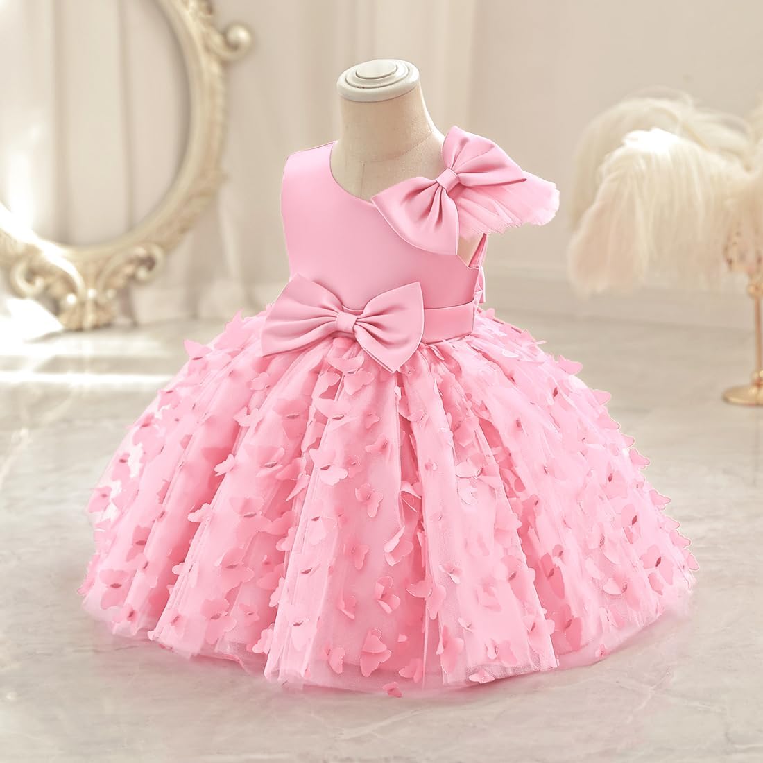 Toddler Baby Girl Butterfly Tutu Dress Bowknot Princess Flower Girl Wedding Pageant Birthday Party Dresses