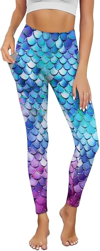 Poceacles Yoga Pants for Women with Pockets Full Length Workout Leggings High Waist Tummy Control Lounge Pants Activewear