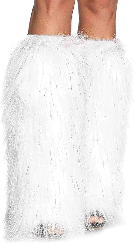 FHQHTH Fuzzy Faux Fur Leg Warmers Fur Heels Long Boots Cuff Cover has Elasticity One Pair Dionysia Boot cover Carnival 18"