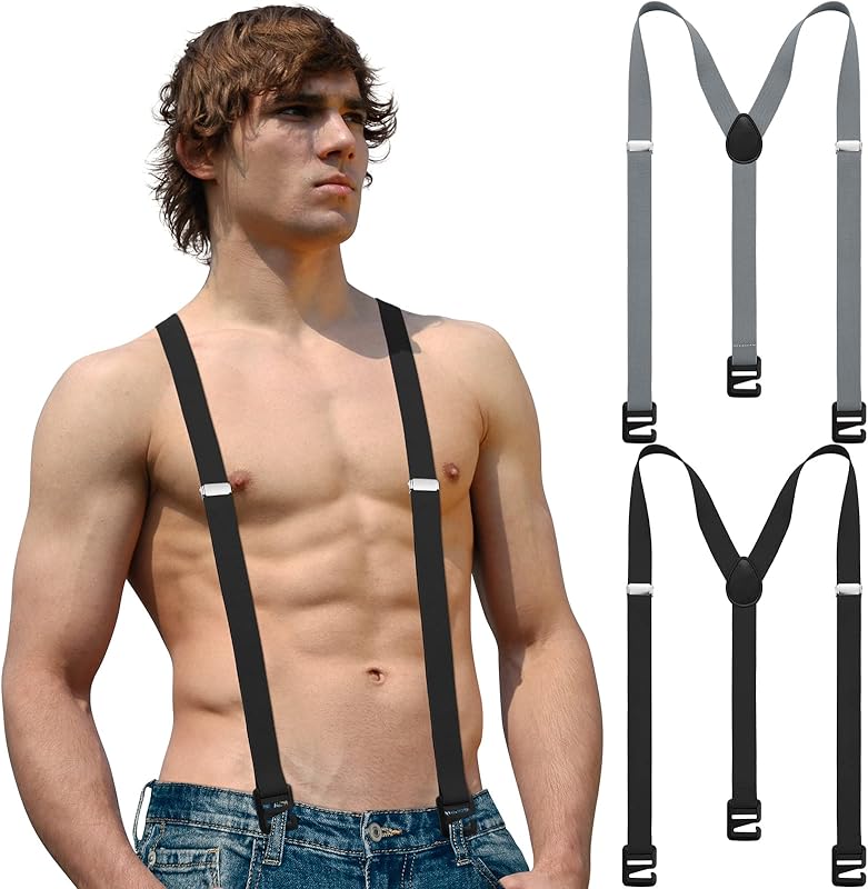 2 Pcs Hidden Suspenders for Men Hiking Undergarment Suspenders for Winter Untucked Men Outdoor Hiking Ski Pant
