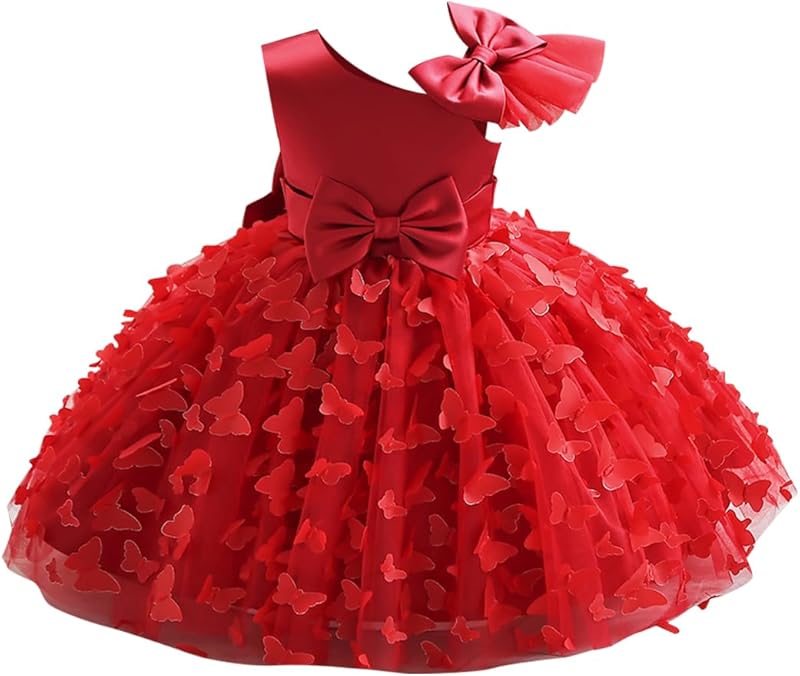 Toddler Baby Girl Butterfly Tutu Dress Bowknot Princess Flower Girl Wedding Pageant Birthday Party Dresses
