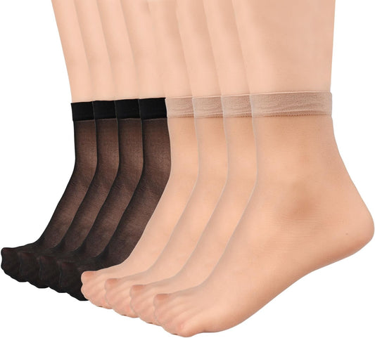 Mcool Mary 12 Pairs Womens Sheer Ankle Socks Nude Stocking Summer Ultra Thin Cool See Through Silk Socks for Women