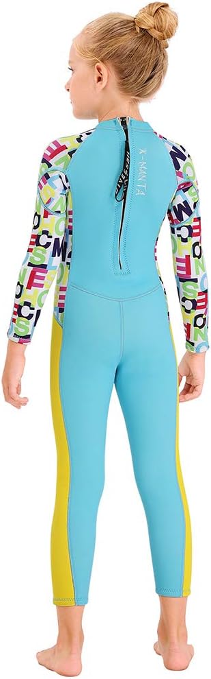 Kids Girls Boys Wetsuit Full Body Neoprene Thermal Swimsuit 2.5MM for Toddler Youth Children Teen, Long Sleeve Child Scuba Diving Surf Suit One Piece Sun Protection for Water Sports