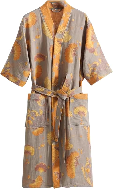 PRINCESS BRIDE 3/4 Sleeve Close Skin Cotton Gauze Summer Breathable Soft Pajamas Spa Bath Quick Dry Robe for Couples