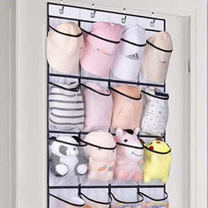 MISSLO Over The Door Shoe Organizer 24 Large Mesh Pockets, White