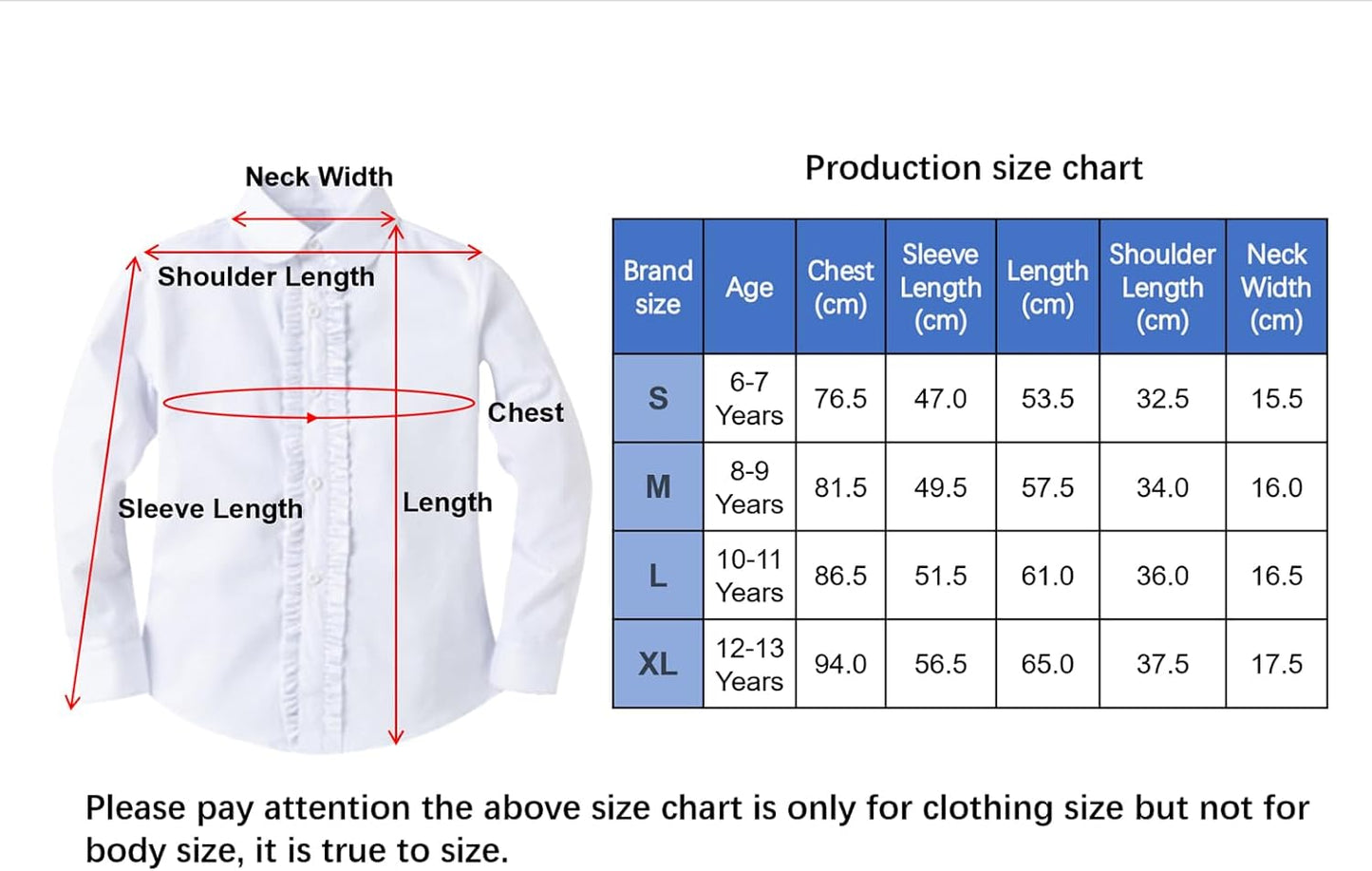 Bienzoe Girls School Uniform Shirt: Kids Summer Ruffle Button Down Long Sleeve Cotton Oxford Blouse
