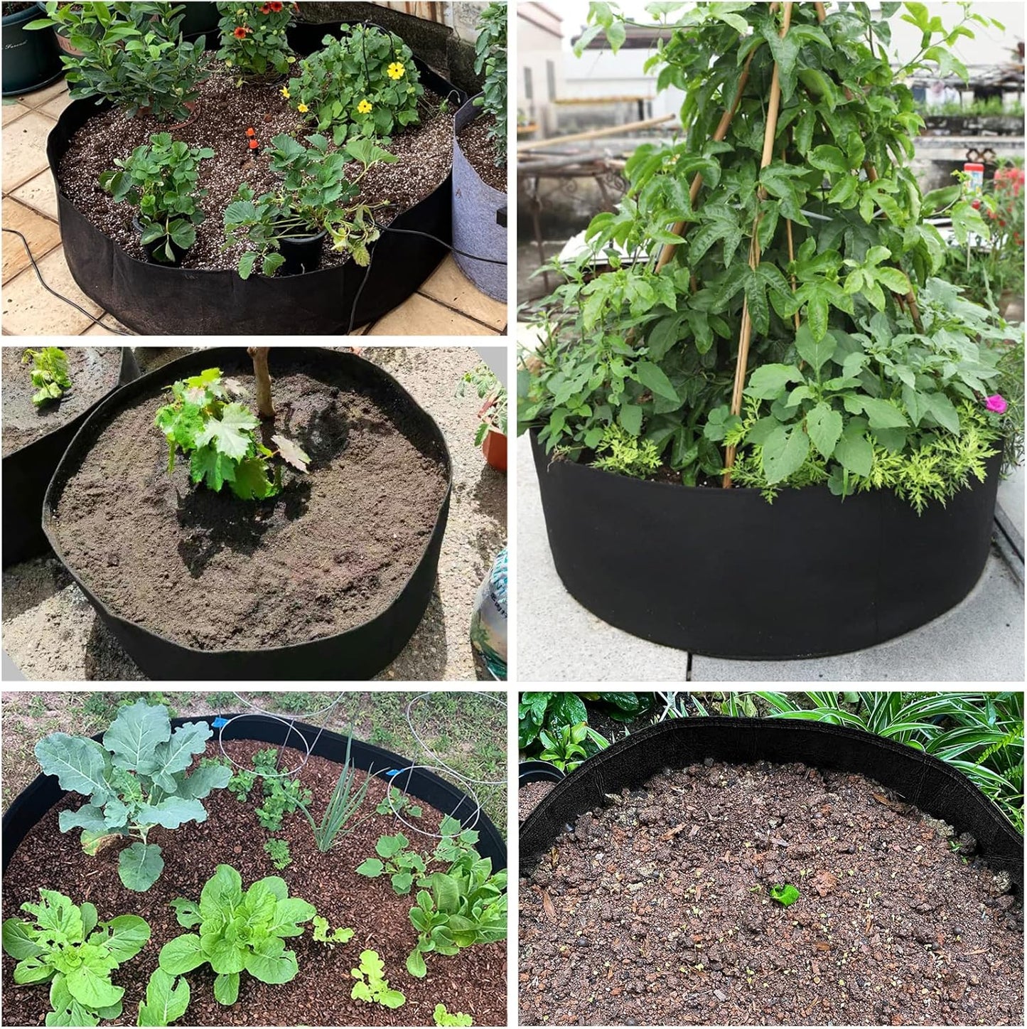 15 Gallon Large Grow Bag, Heavy Duty Fabric Round Raised Garden Bed Planter Pots for Planting Herb Flower Vegetable Potato Plants (24" D x 8" H, Black)