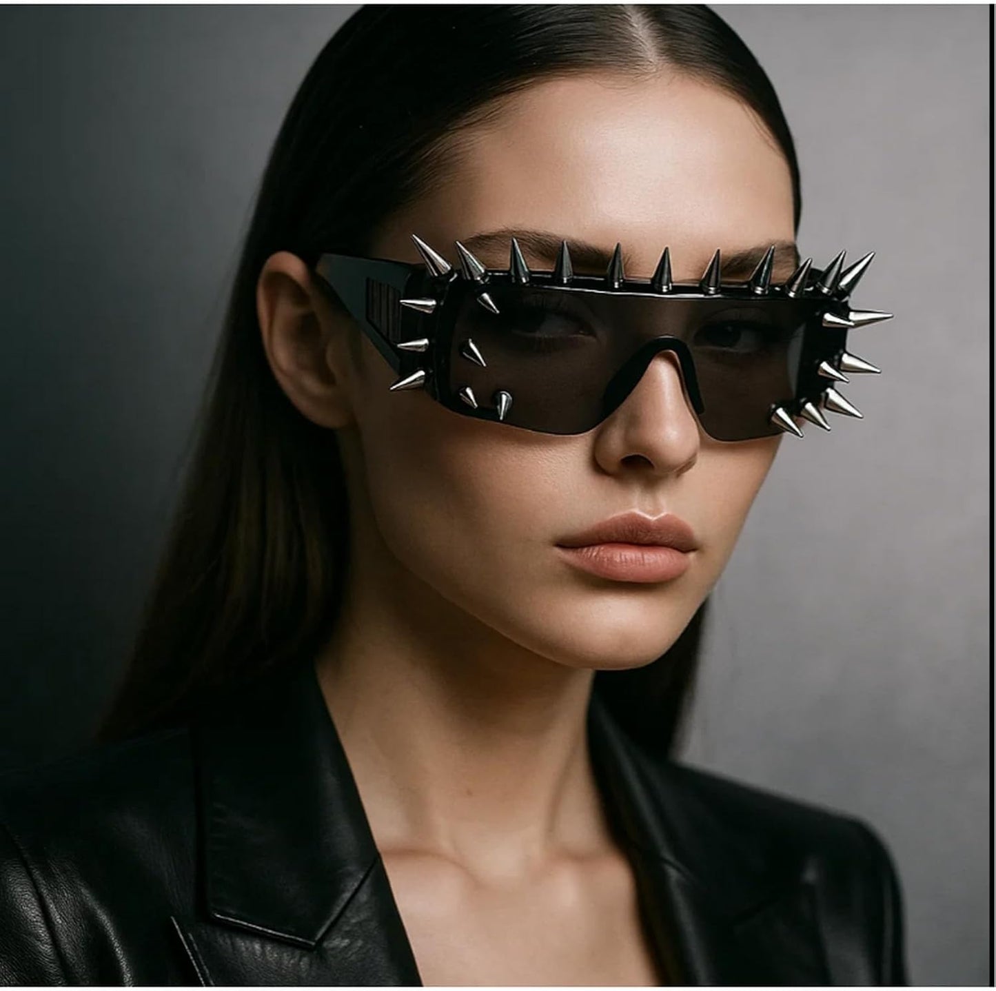 mincl/Punk Rocker Large Shield Spike Fashion Novelty Club Sunglasses
