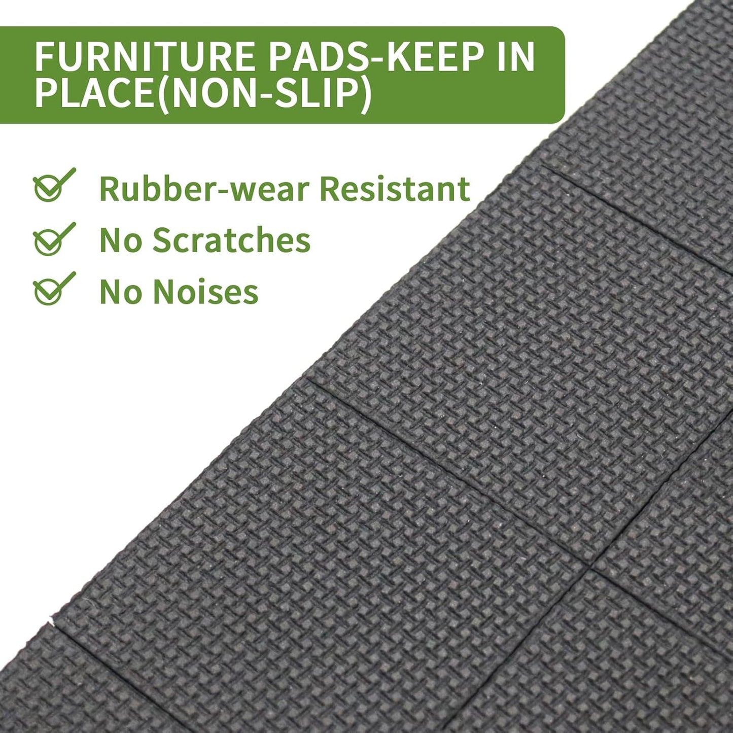Non Slip Furniture Pads 16 PCS 2'' Square - Anti Slip Furniture Pads - Self Adhesive Rubber Feet Furniture Feet - Chair Leg Floor Protectors - Keep Furniture in Place