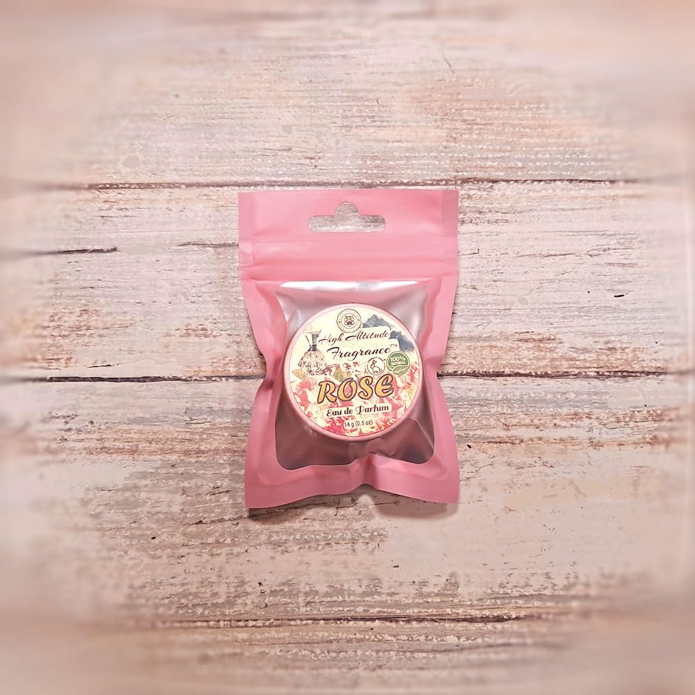 ROSE Perfume - Eau de Parfum - Solid Balm - Natural Essential Oils Aromatherapy Fragrance (Tea Rose, De Mai, Otto, Rosa Damascena, Centifolia, Gardenia) Travel Size, Party Guest Favors Gifts - 0.5oz