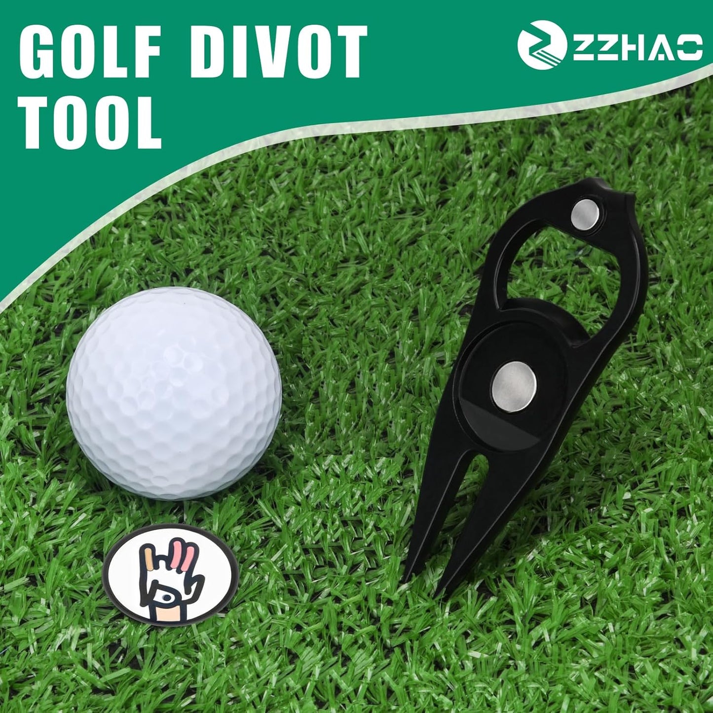 ZZHAO Golf Divot Tool and Golf Ball Marker, Divot Repair Tool，Golf Accessories for Men, Funny Gifts for Men, Tools for Men