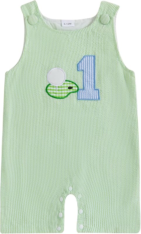 Baby Boy Birthday Outfit Sleeveless 1st Embroidery Birthday Romper Jumpsuit Cute One Piece Cake Smash Outfits