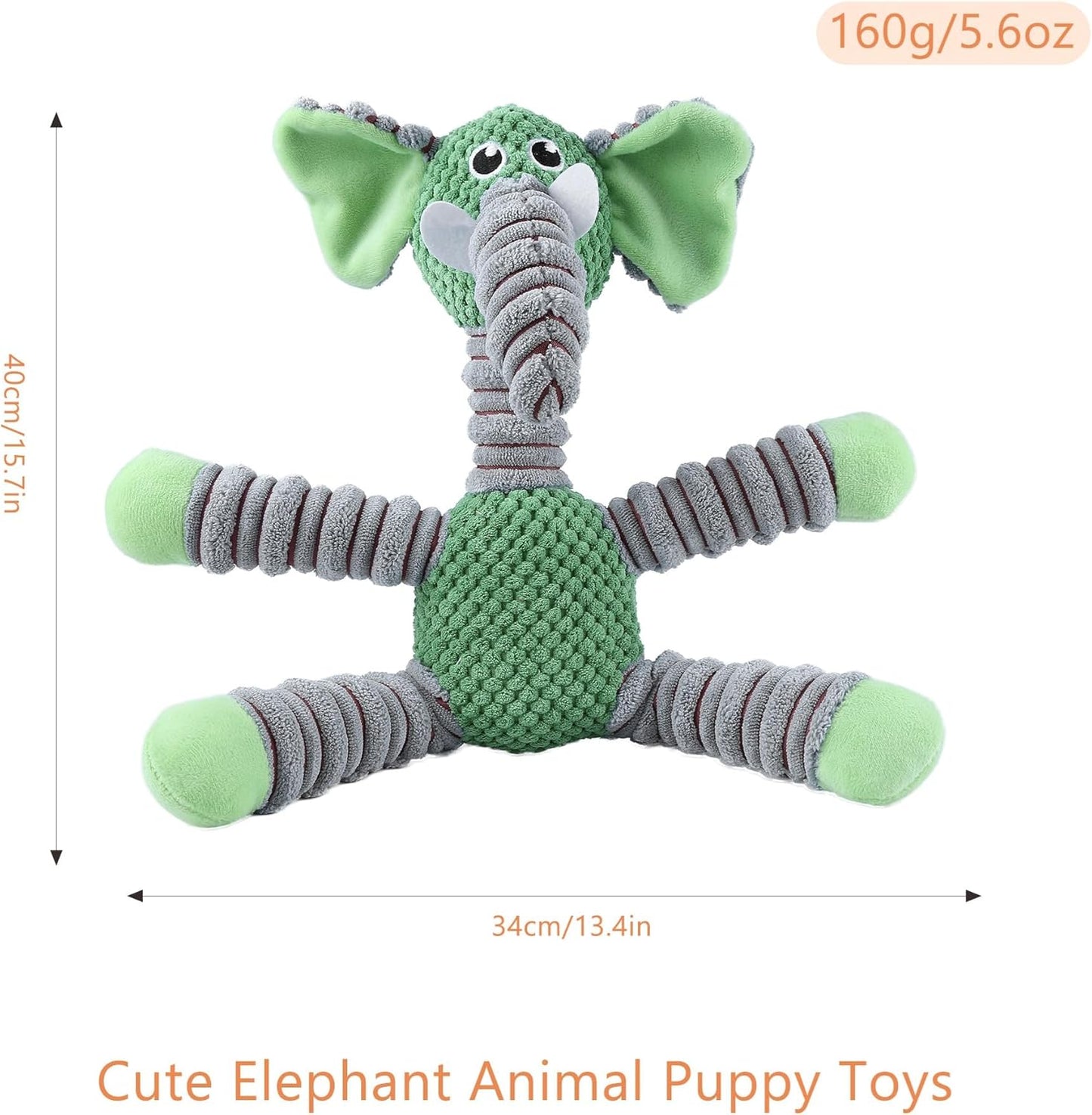 Quietschspielzeug für Hunde, große Plüsch-gefüllte Hunde, interaktives Kauspielzeug, um sie zu beschäftigen, niedlicher Elefant, Tier, Haustiere, Welpen, Hund, Plüschspielzeug mit weichem Stoff für