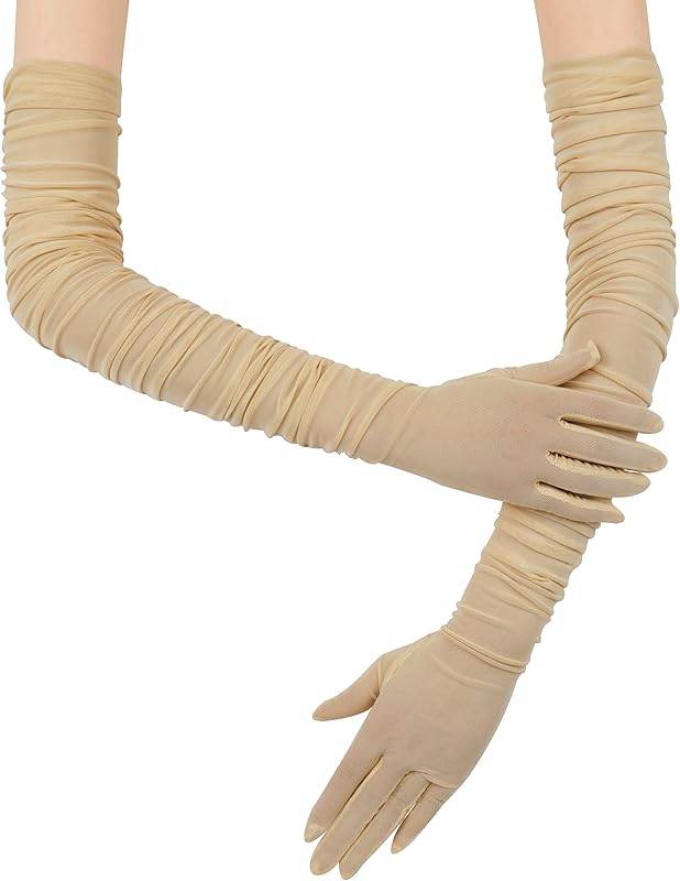 Women's Sexy Sheer Gloves Mesh Tulle Super Long Gloves Opera Christmas Costume Party Dance Glove