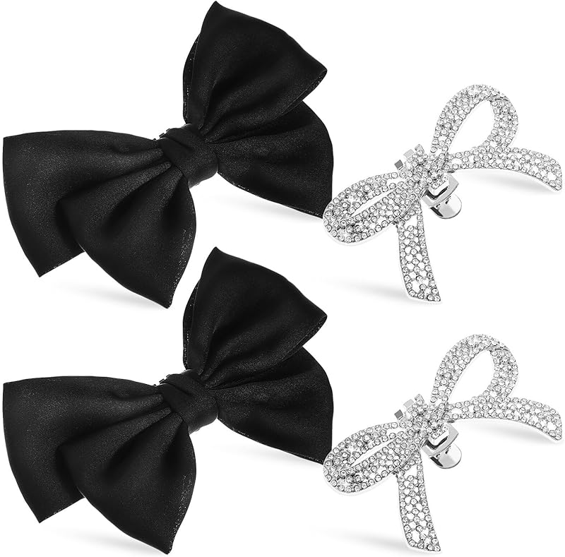GALPADA Bow Shoe Clips: Satin and Rhinestone Elegant Jewelry - Removable Decorative Buckle for Women's Wedding Party Heels, Flats, Pumps