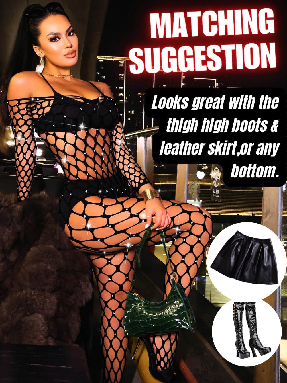 Fishnet Jumpsuit Fits All Size, Rave Outfits Sparkly Rhinestone, Sexy Exotic Dancewear For Women Plus Size - TrendyLookz