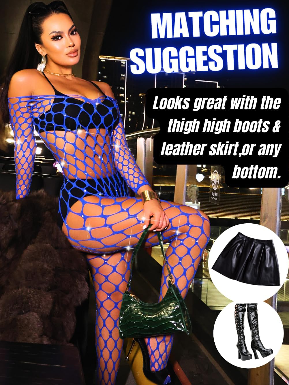 Fishnet Jumpsuit Fits All Size, Rave Outfits Sparkly Rhinestone, Sexy Exotic Dancewear For Women Plus Size - TrendyLookz