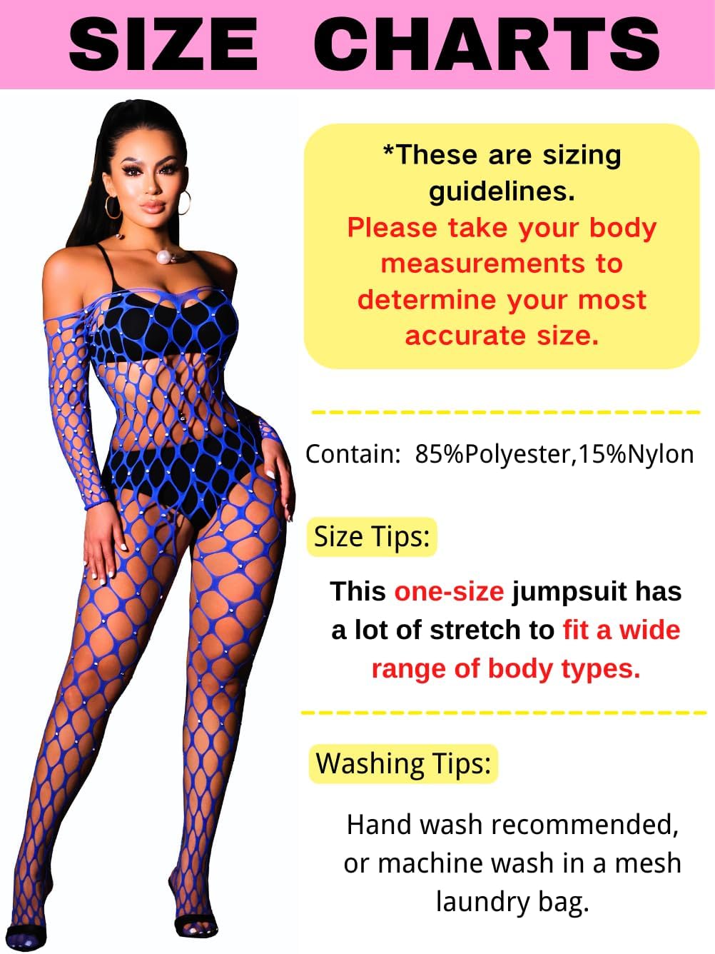 Fishnet Jumpsuit Fits All Size, Rave Outfits Sparkly Rhinestone, Sexy Exotic Dancewear For Women Plus Size - TrendyLookz