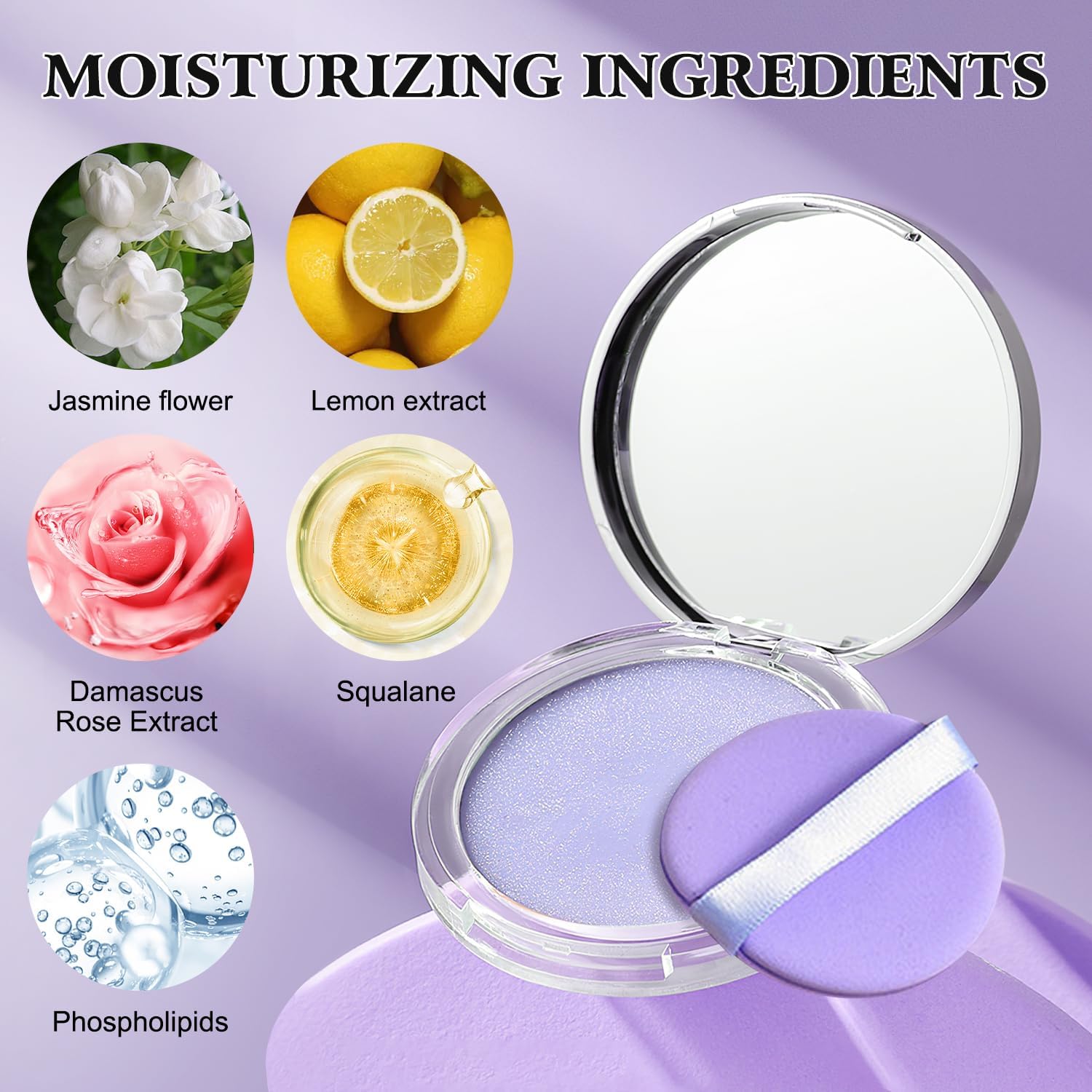 Gel - like Formula Oil - Control Primer & Setting Powder, Polvos Compactos Matte Powder for Silky Blurring Oil Control, Lavender Blurring Powder - TrendyLookz
