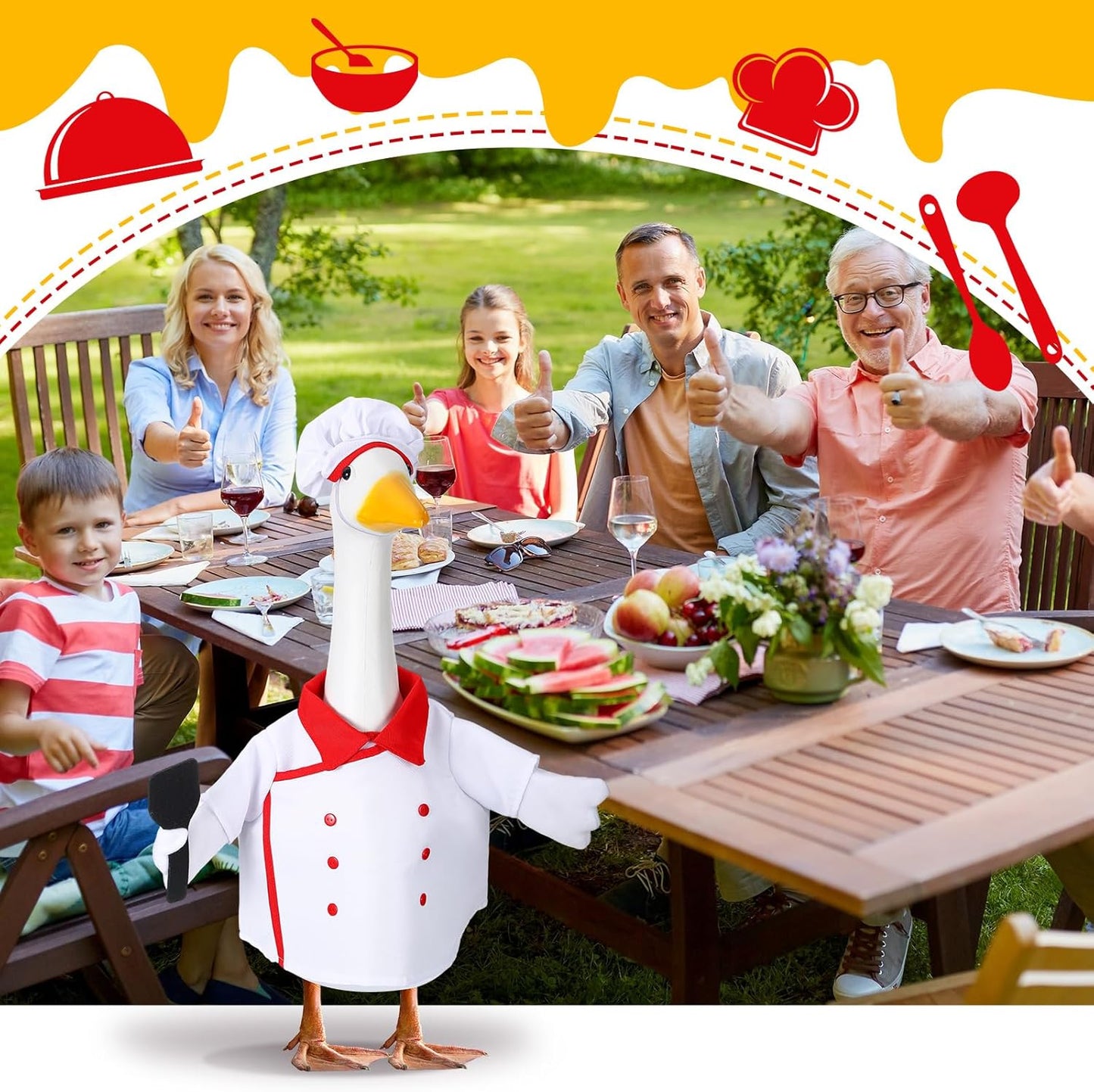 Geyoga Chef Goose Outfit Costume Yard Lawn Porch Clothes for 23'' Plastic Goose Outdoor Patio Art Decoration - TrendyLookz