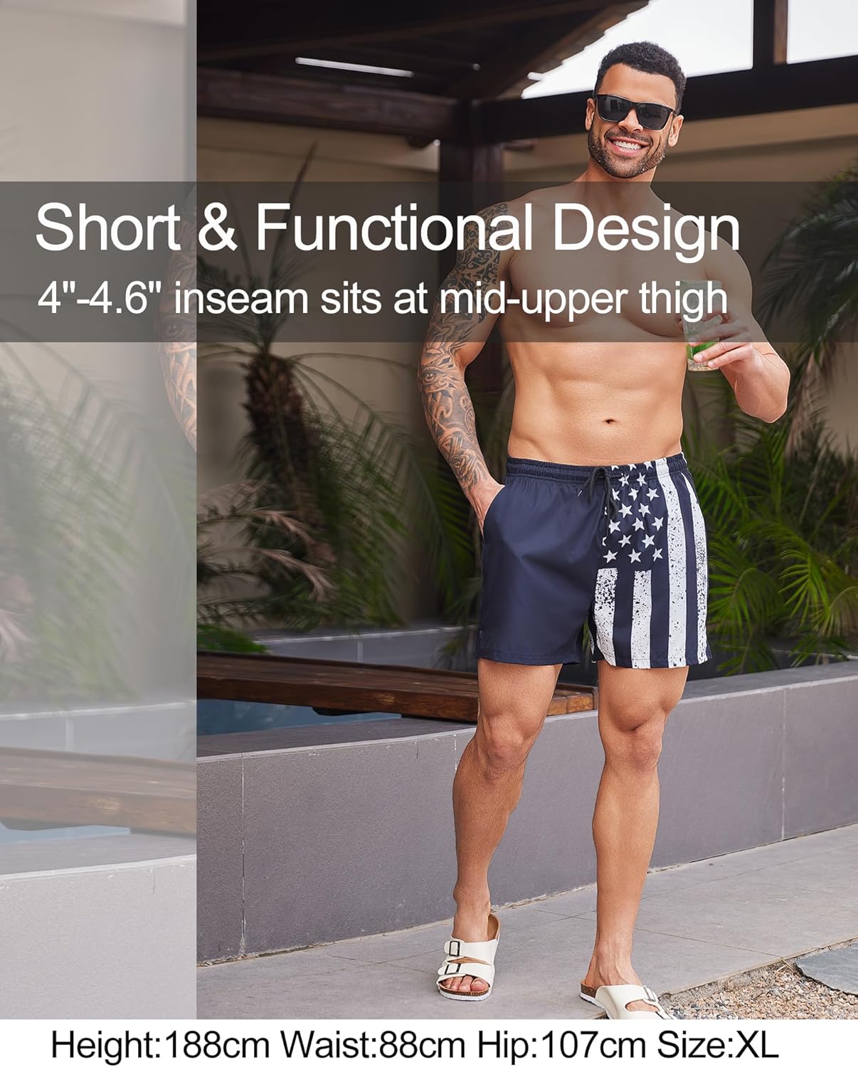 GIISAM Men's Swim Trunks, Bathing Suit 4 inch Inseam Quick Dry Swimsuit Beach Shorts with Compression Liner - TrendyLookz