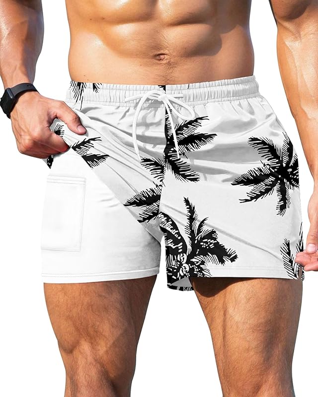 GIISAM Men's Swim Trunks, Bathing Suit 4 inch Inseam Quick Dry Swimsuit Beach Shorts with Compression Liner - TrendyLookz