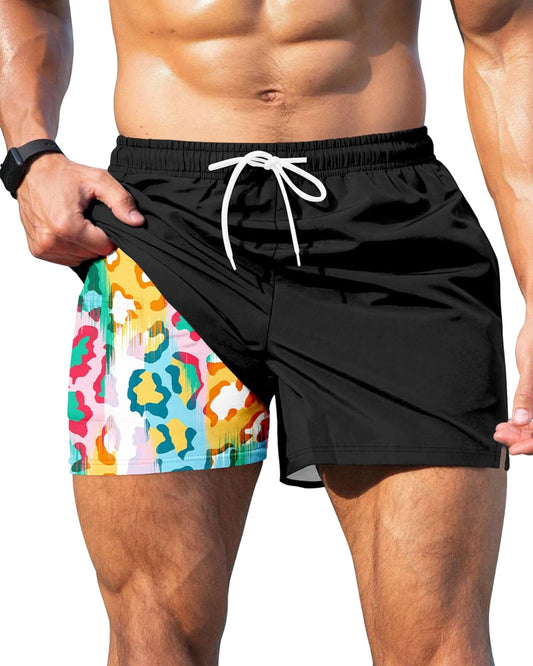 GIISAM Men's Swim Trunks, Bathing Suit 4 inch Inseam Quick Dry Swimsuit Beach Shorts with Compression Liner - TrendyLookz
