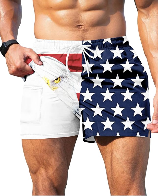 GIISAM Men's Swim Trunks, Bathing Suit 4 inch Inseam Quick Dry Swimsuit Beach Shorts with Compression Liner - TrendyLookz