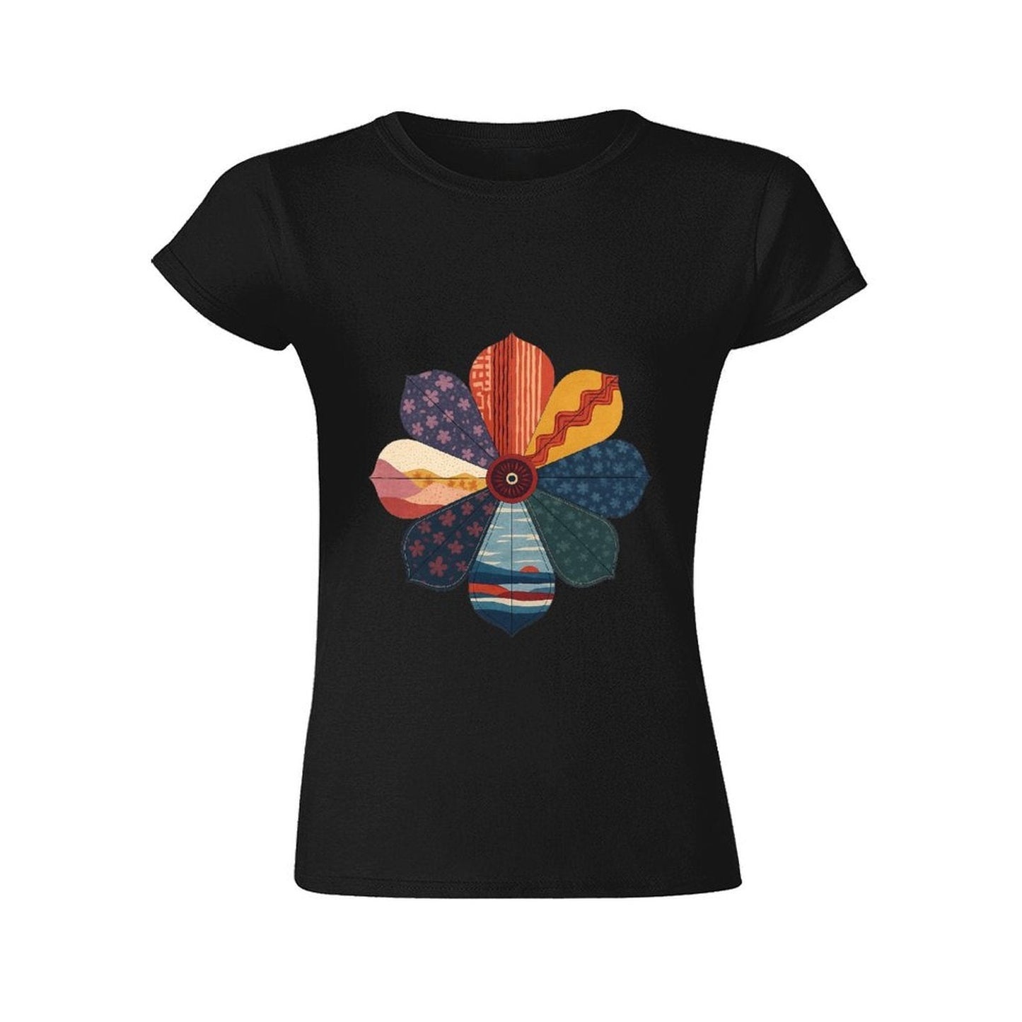 Gildan T-shirt Women Abstract Floral Pattern Design Spring and Summer Round Neck Short - sleeved Tops Women's Casual Sports T-shirt - TrendyLookz