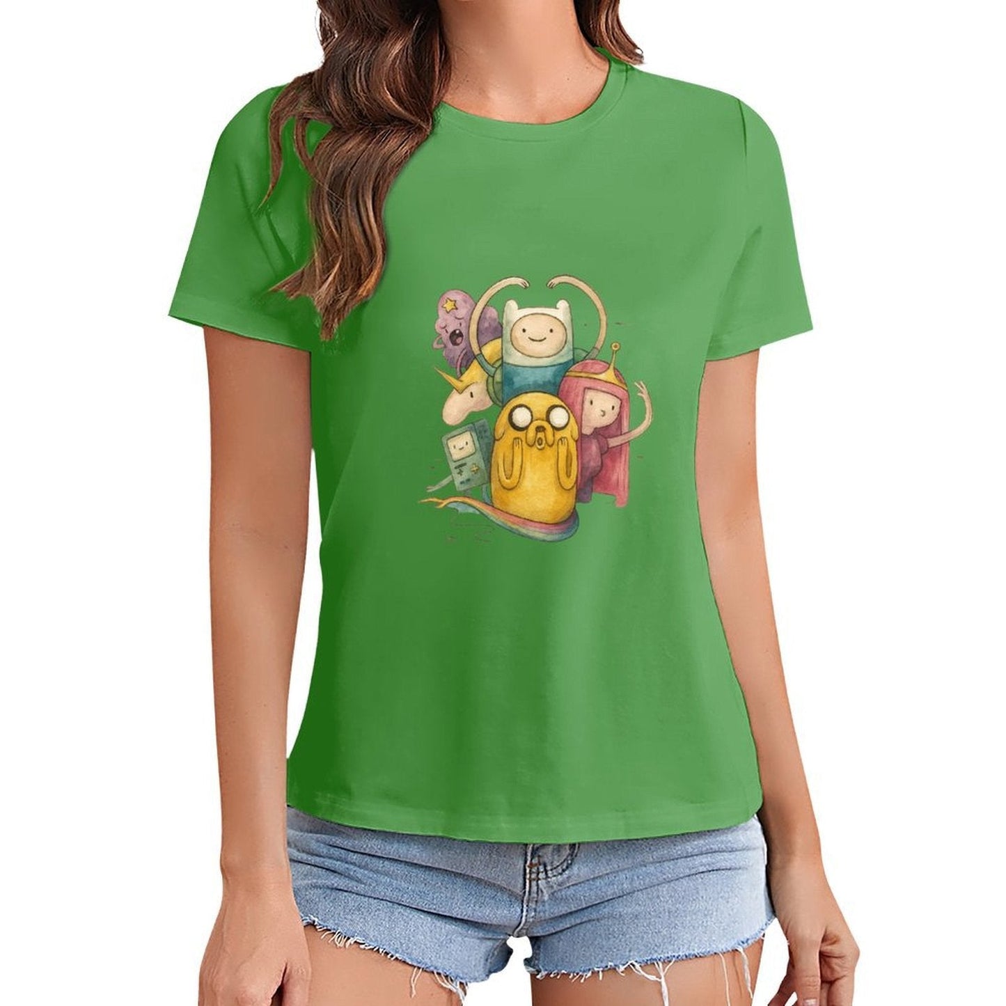 Gildan T-shirt Women Adventure Time Friends Reunion Spring and Summer Round Neck Short - sleeved Tops Women's Casual Sports T-shirt - TrendyLookz