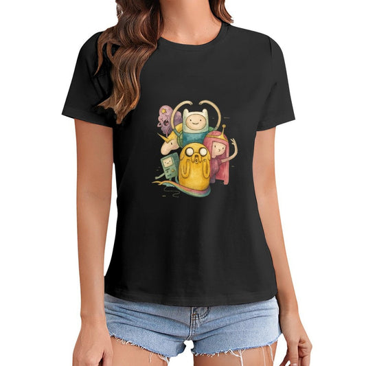 Gildan T-shirt Women Adventure Time Friends Reunion Spring and Summer Round Neck Short - sleeved Tops Women's Casual Sports T-shirt - TrendyLookz